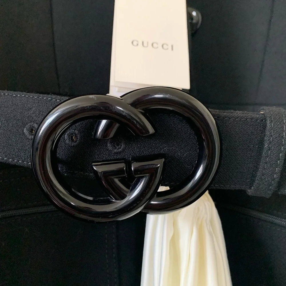 GUCCI black wool jacket large logo belt button down cuff long coat Luxury NWT - Picture 4 of 14